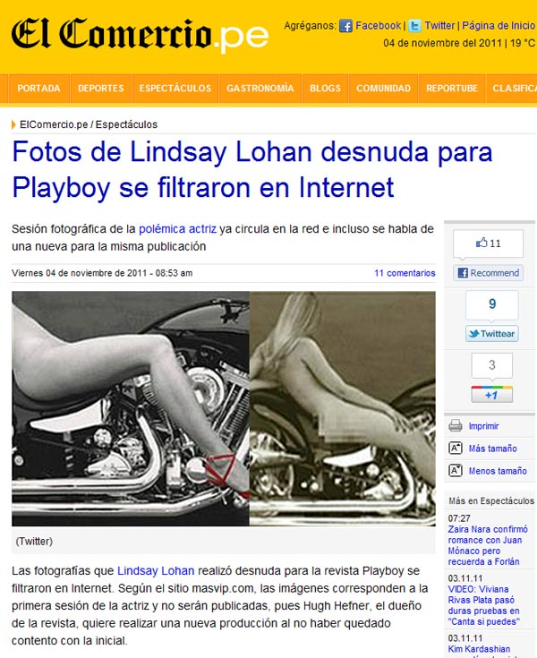 Supuesta foto de Lindsay Lohan desnuda para Playboy